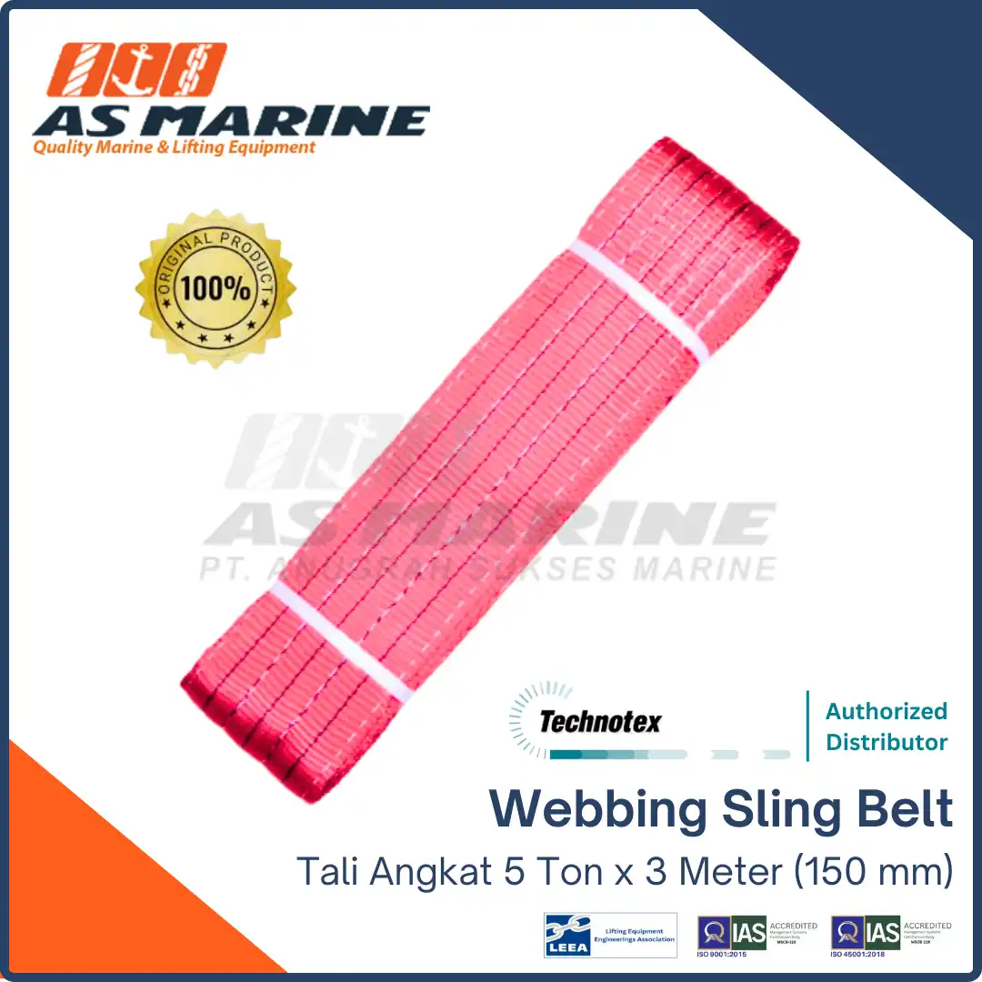 Webbing Sling Belt / Tali Angkat 5 Ton x 3 meter 150 mm Technotex Holland